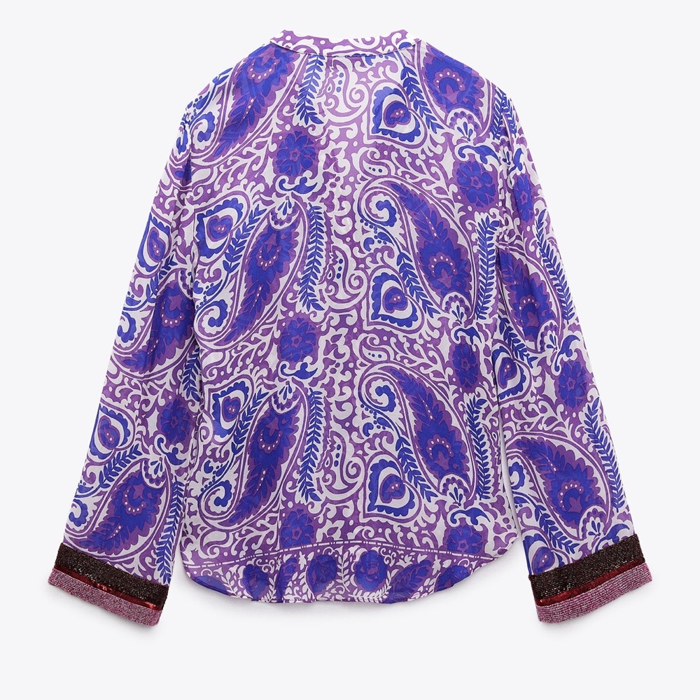 Zara printed SKIRT SET , skirt and embroidered beaded blouse, 2 pieces set - Picture 5 of 13
